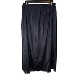 Wondermaid Black Long Lace Slip Skirt Made in USA Size XL